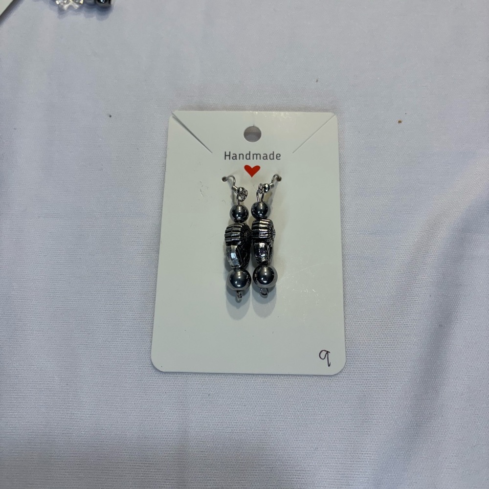 Handmade Silver Beaded Earrings